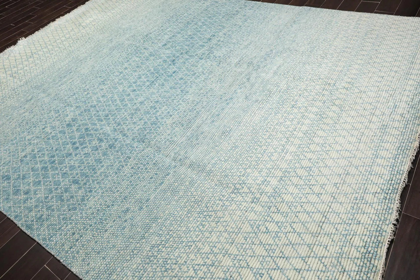 9' x 12' Hand Knotted 100% Wool Contemporary Modern Muted Area Rug Aqua-0