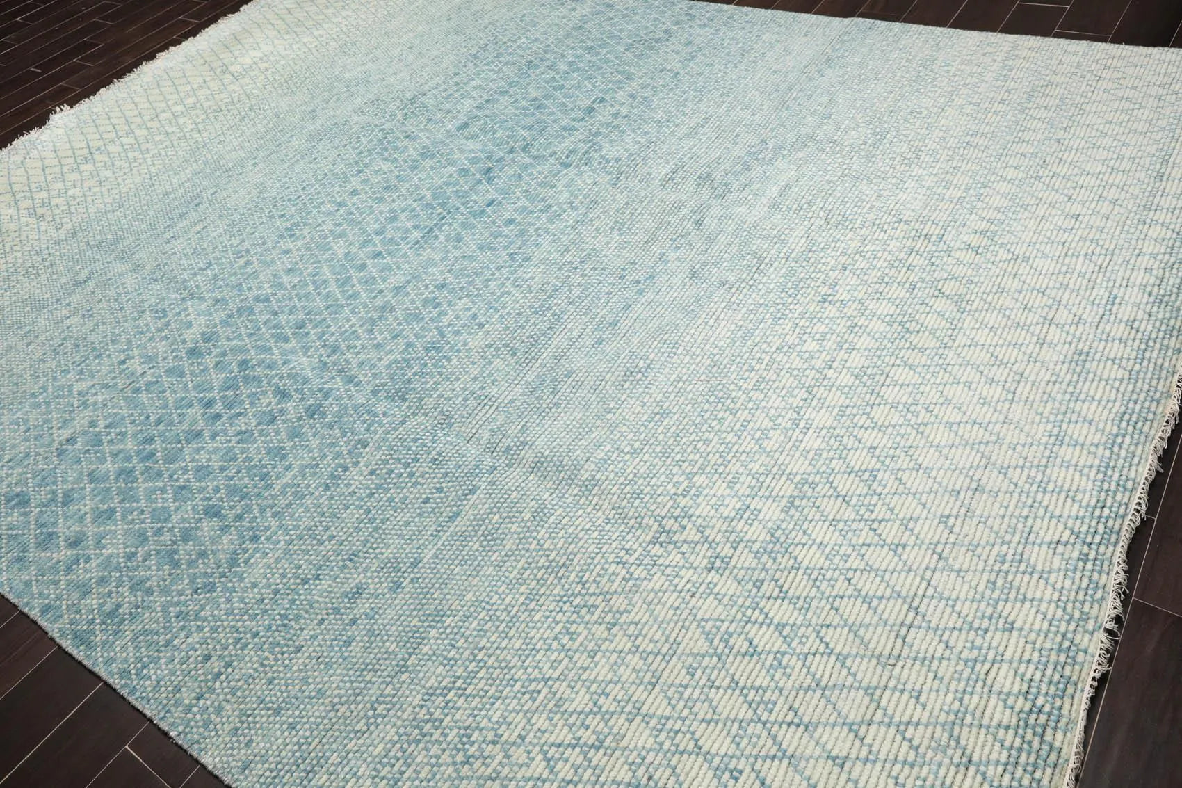 9' x 12' Hand Knotted 100% Wool Contemporary Modern Muted Area Rug Aqua-0