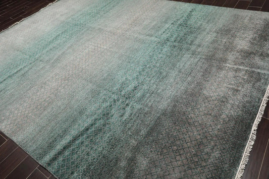 9' x 12' Hand Knotted 100% Wool Muted Contemporary Modern Area Rug Gray-0