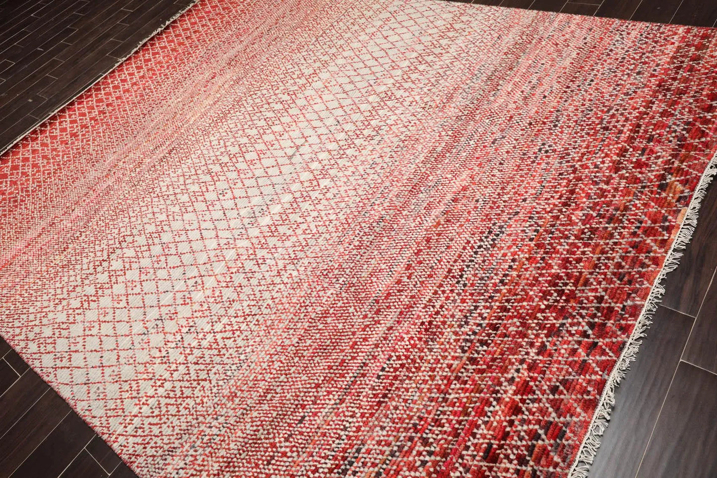 8' x 10' Hand Knotted 100% Wool Contemporary Modern Grass Area Rug Red-1