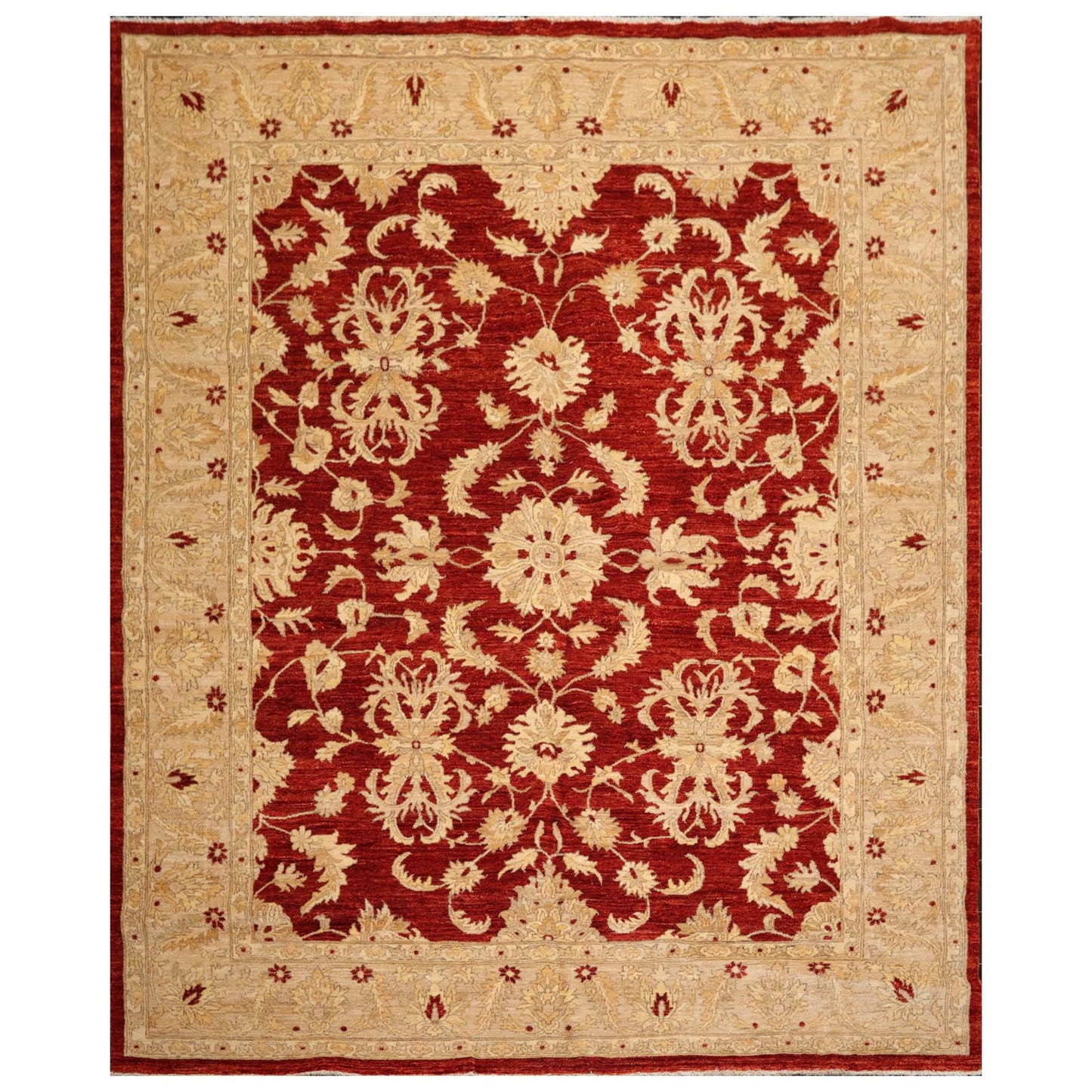 Chobi Peshawar Hand Knotted 100% Wool Traditional Area Rug Rust 8'1" x 9'10"-0
