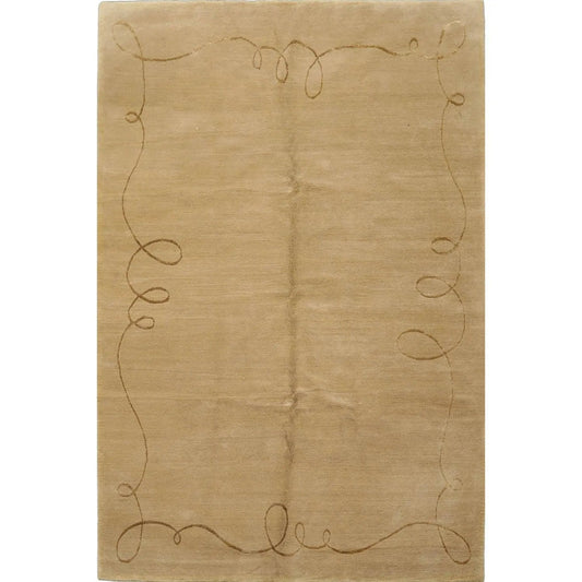 6'x9' Hand Knotted Wool & Silk Tibetan Barbara Barry Area Rug Moss-0