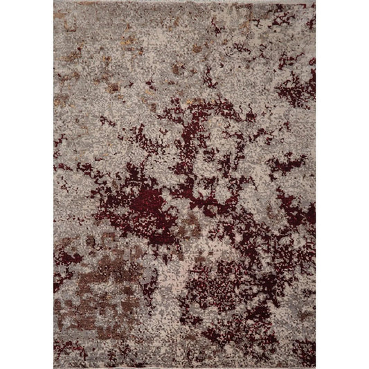 10' x 14' Hand Knotted Wool & Silk Modern Tibetan Oriental Area Rug Gray, Wine-0