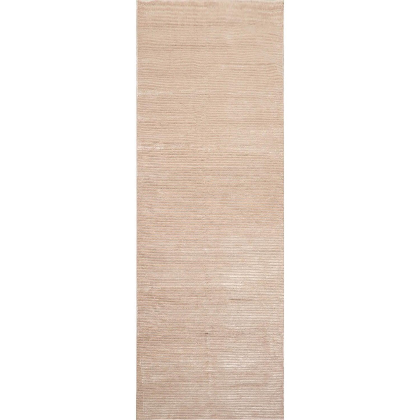 3'6" x 9'11” Runner Hand Knotted Wool & Viscose Tibetan Area Rug Beige-0