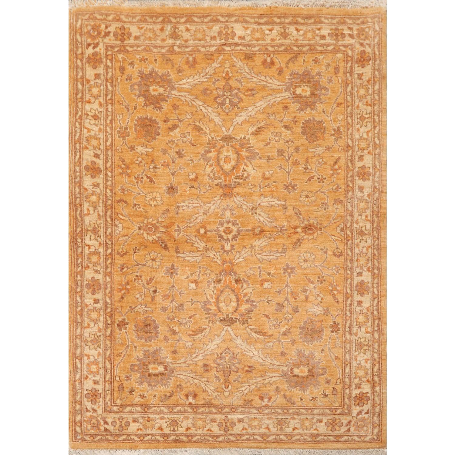 3'6" x 5' Hand Knotted 100% Wool Chobi Peshawar Traditional Area Rug Caramel-0