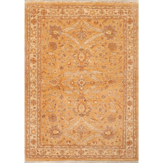3'6" x 5' Hand Knotted 100% Wool Chobi Peshawar Traditional Area Rug Caramel-0