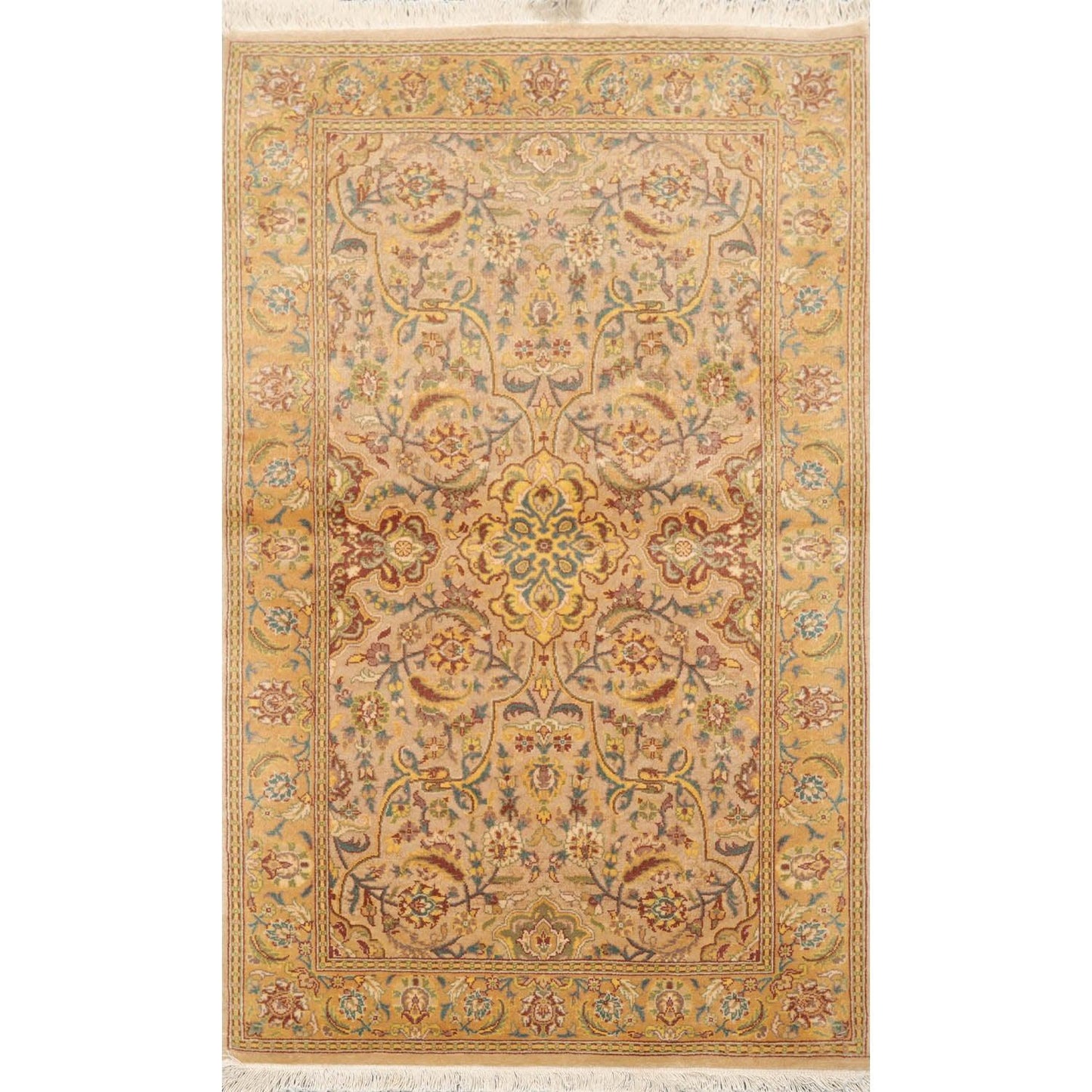 2'7" x 4'4" Hand Knotted 100% Wool Pak Persian 250 KPSI Oriental Area Rug Tan-0