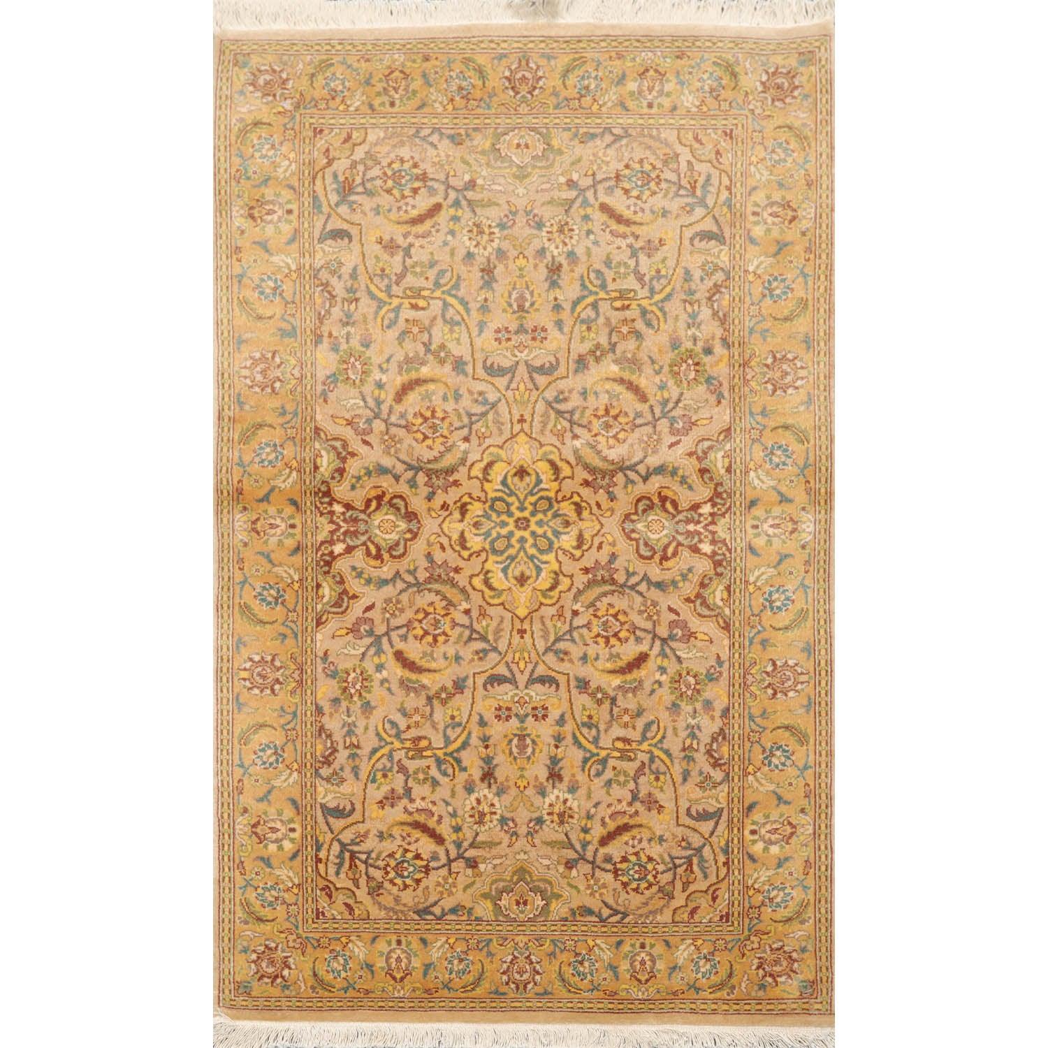 2'7" x 4'4" Hand Knotted 100% Wool Pak Persian 250 KPSI Oriental Area Rug Tan-0