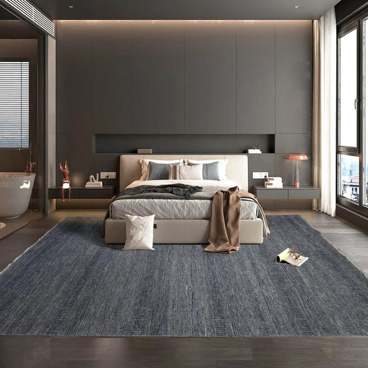 10'x14' Blue Hand Knotted Modern & Contemporary Geometric Tibetan Wool and Bamboo Silk Oriental Area Rug-0