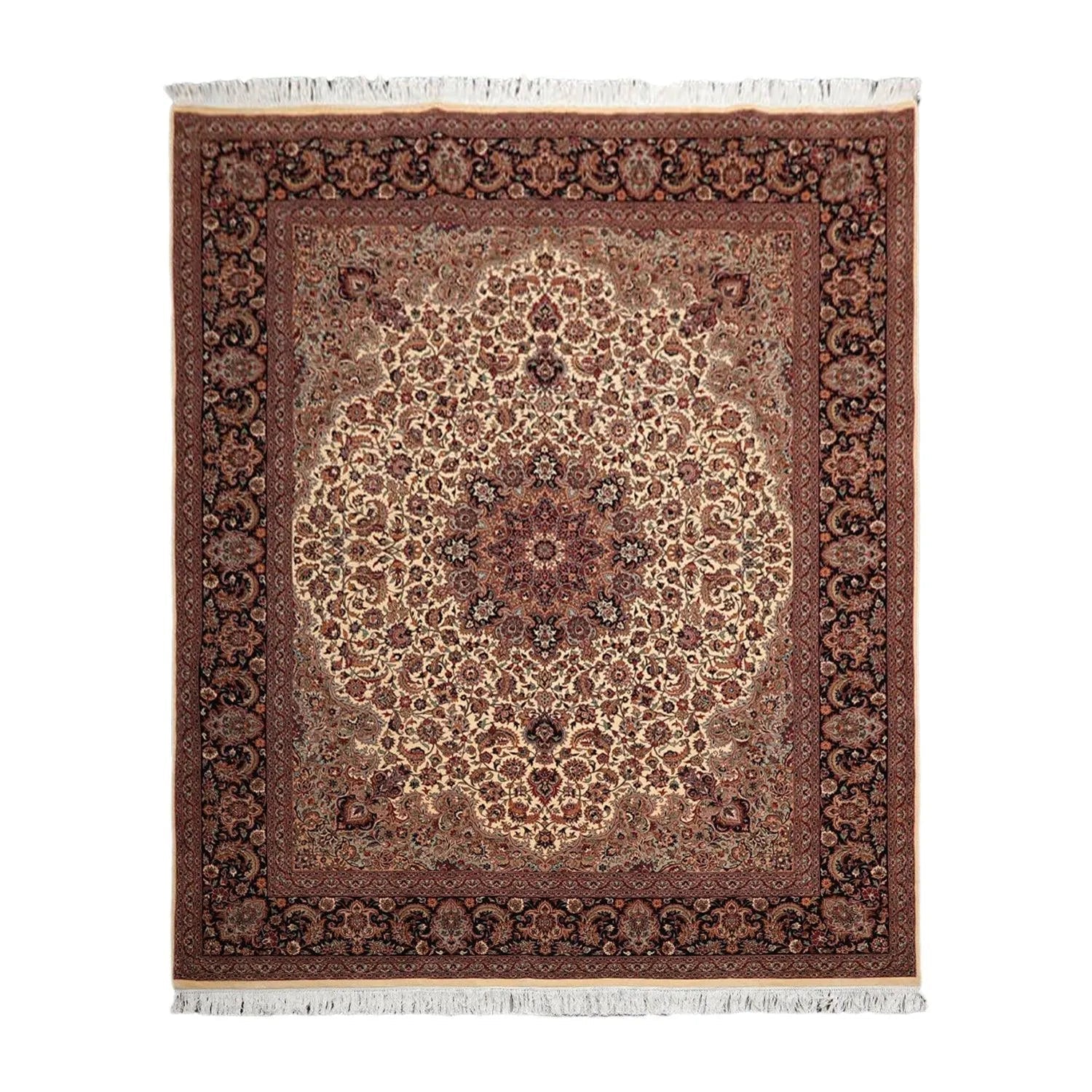 8'1” x 10’ Hand Knotted 100% Wool Pak Persian Tabriz 300 KPSI Area Rug Ivory-0