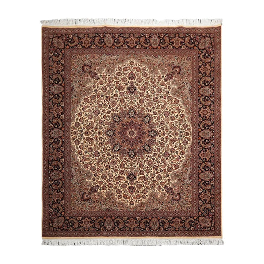 8'1” x 10’ Hand Knotted 100% Wool Pak Persian Tabriz 300 KPSI Area Rug Ivory-0