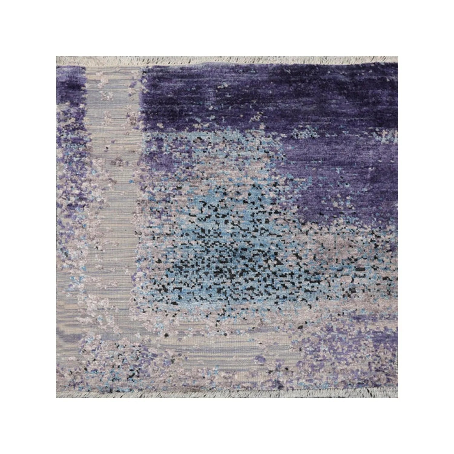 2' x 2' Hand Knotted Wool & Silk Square Modern Tibetan Oriental Area Rug Gray-0