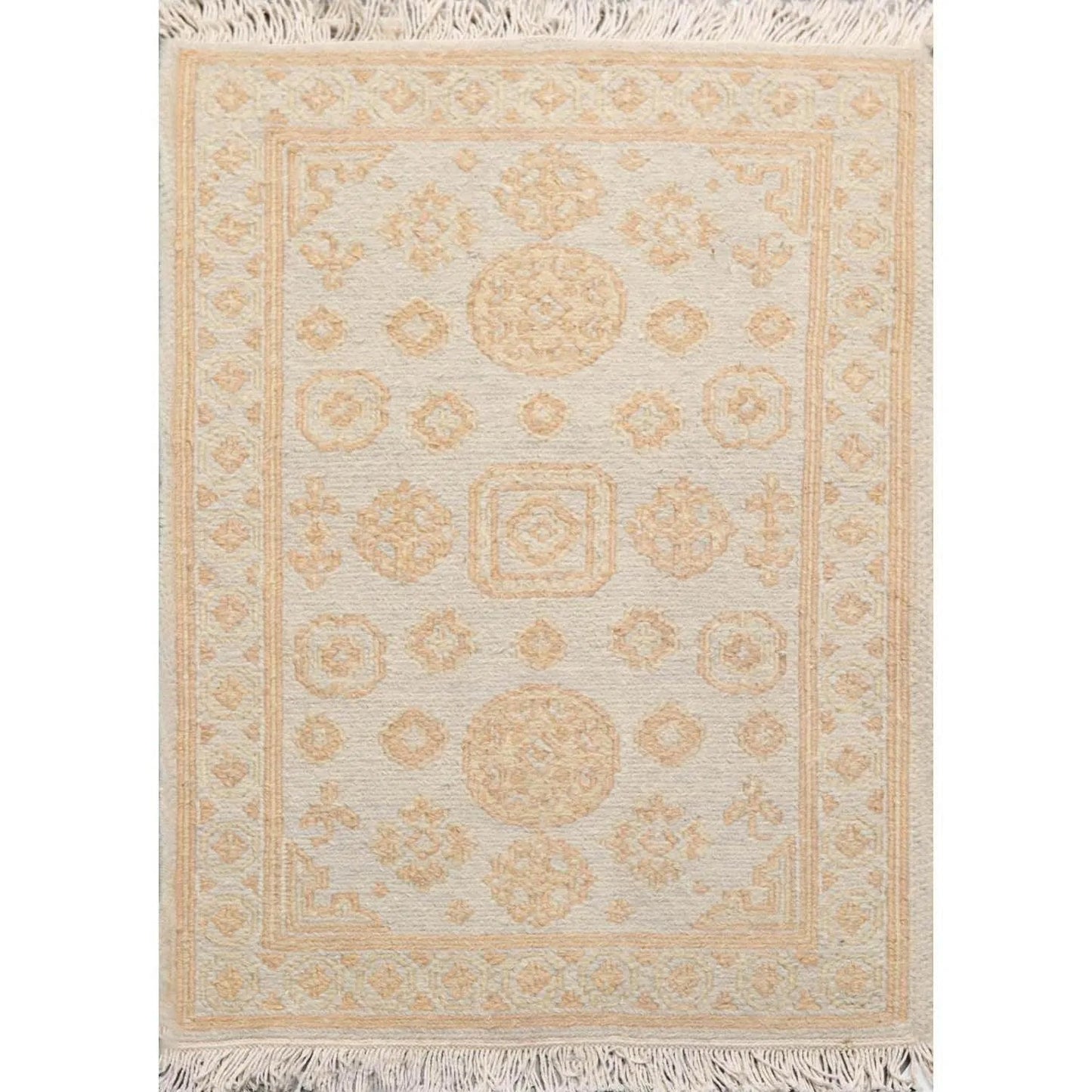 1'10''x2'7'' Hand Knotted 100% Wool Oriental Area Rug Gray-0