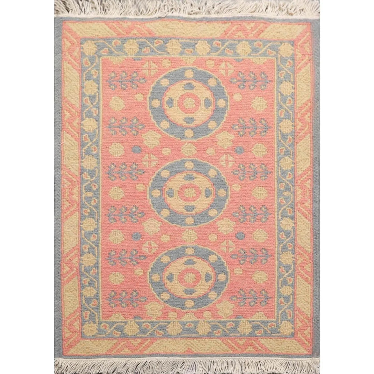 1'10''x2'7'' Hand Knotted 100% Wool Oriental Area Rug Rose-0