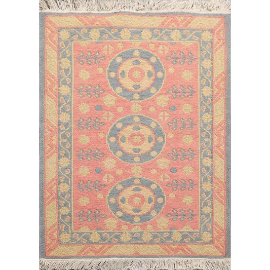 1'10''x2'7'' Hand Knotted 100% Wool Oriental Area Rug Rose-0