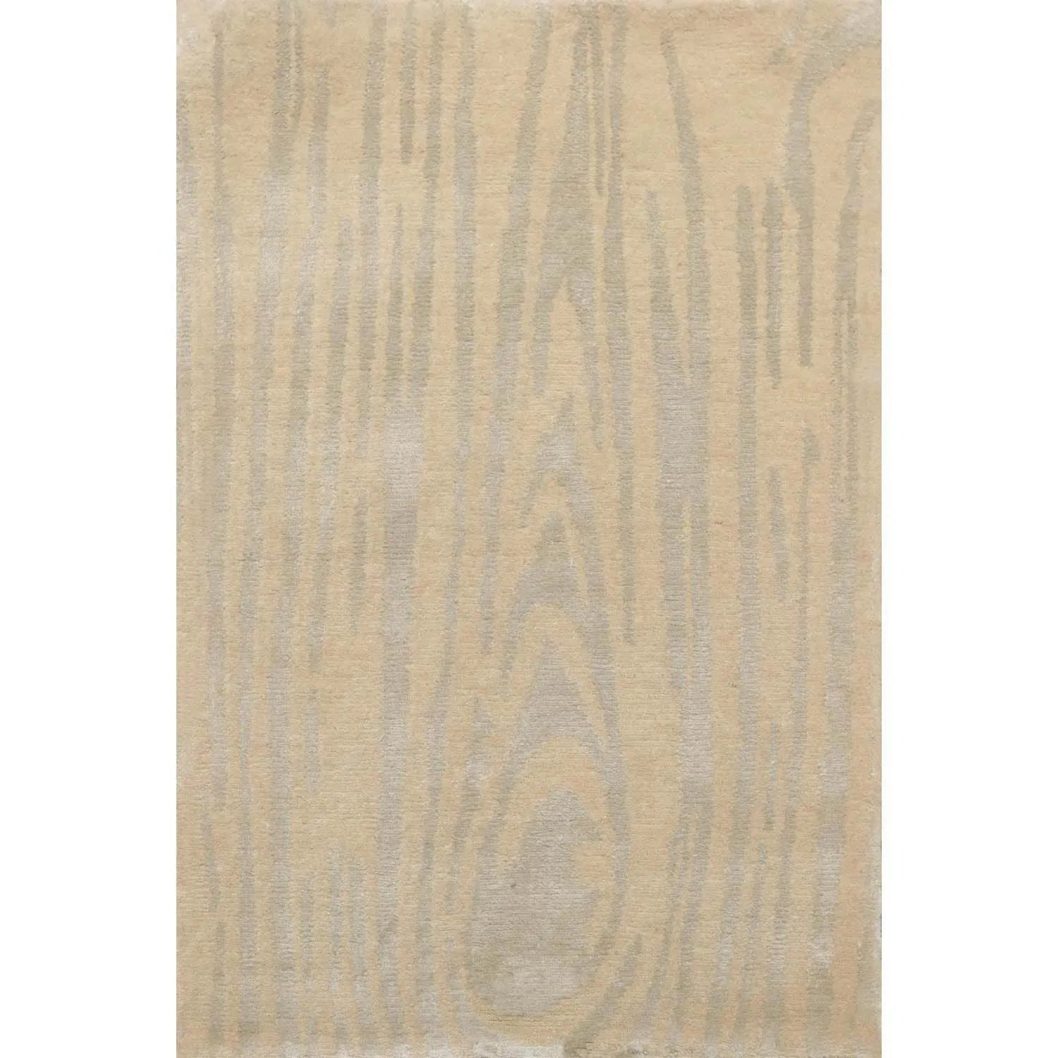 2' x 3' Hand Knotted Wool & Silk Modern Tibetan Oriental Area Rug Beige, Gray-0
