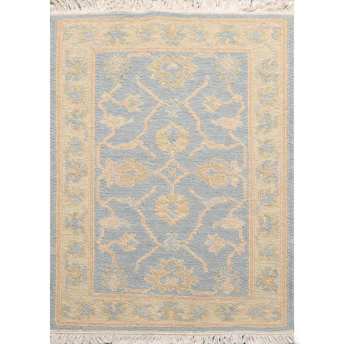 1'10''x2'7'' Hand Knotted 100% Wool Oriental Area Rug Aqua-0