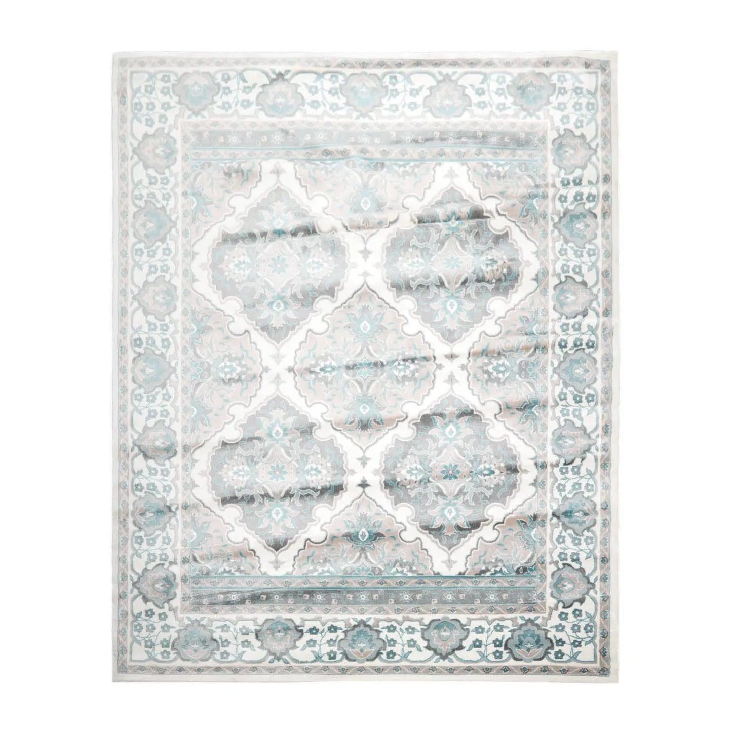 7'11” x 9'11” Modern 100% Polypropylene Oriental Area Rug Cream, Taupe, Red-0