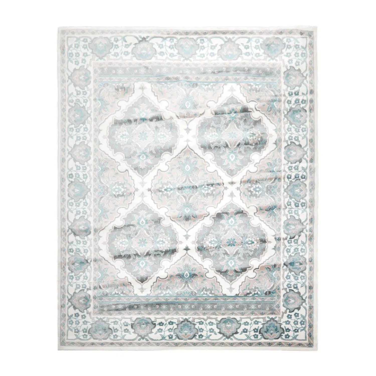 7'11” x 9'11” Modern 100% Polypropylene Oriental Area Rug Cream, Taupe, Red-0