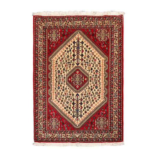 3’5” x 5’1" Vintage Hand Knotted Wool Abadehh 200 KPSI Oriental Area Rug Ivory-0