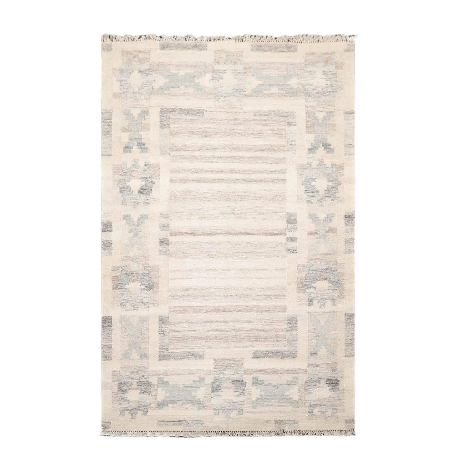 5' x 8' Hand Woven Wool Southwestern Flatweave Kilim Oriental Area Rug Beige-0