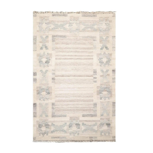 5' x 8' Hand Woven Wool Southwestern Flatweave Kilim Oriental Area Rug Beige-0