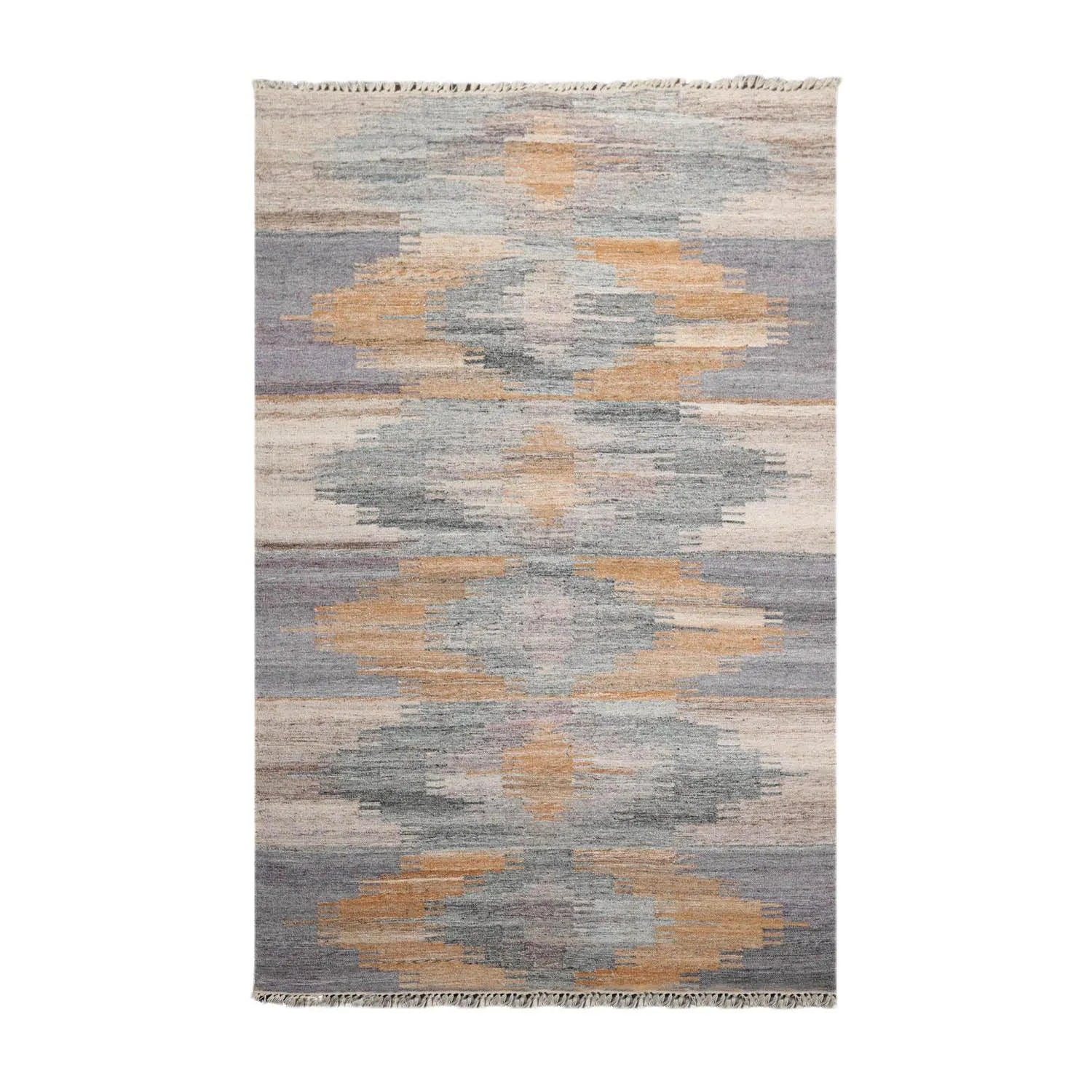 5' x 8' Indoor Outdoor  Hand Woven 100% Recycled PET Yarn Modern Kilim Area Rug Gray-0