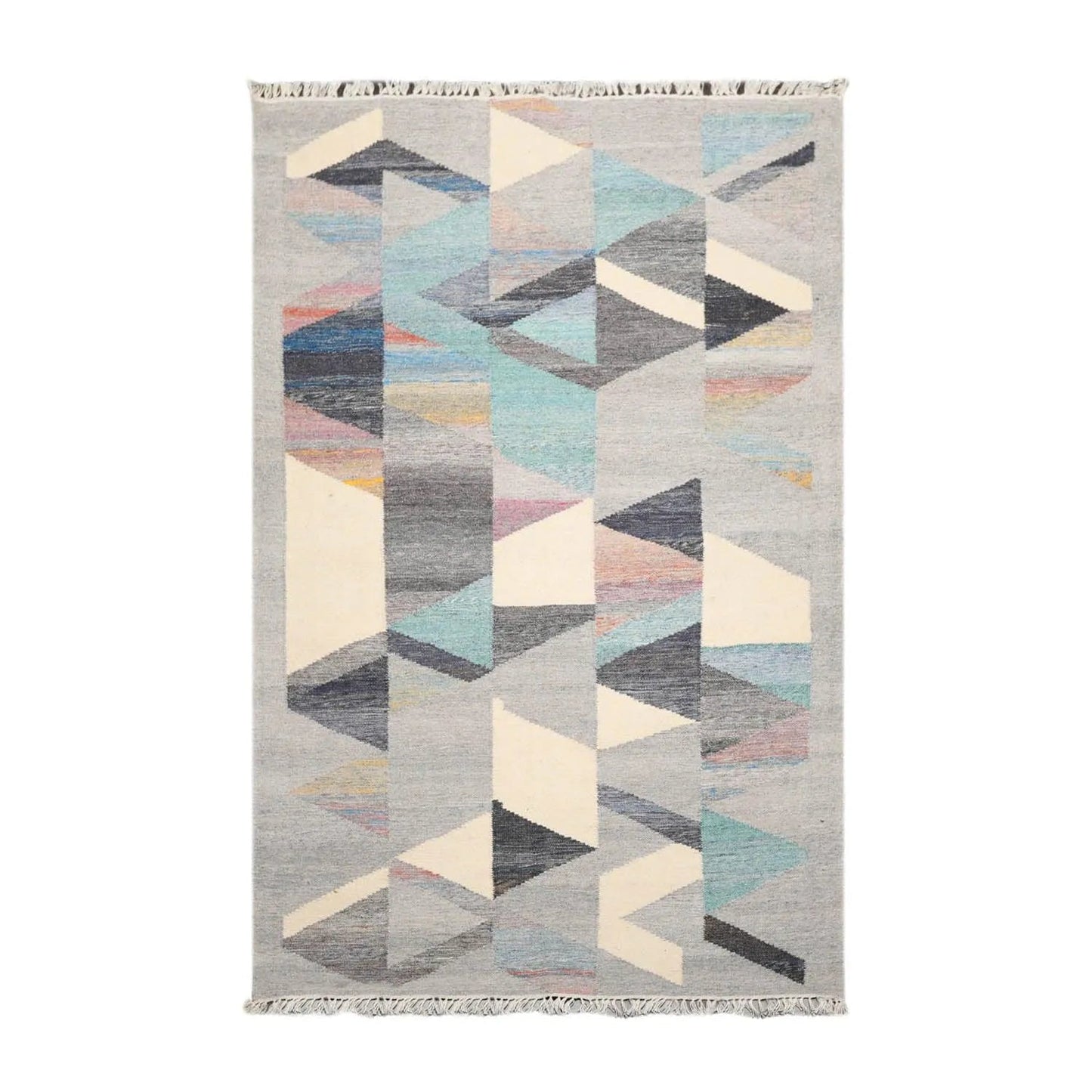 5' x 8' Indoor Outdoor Hand Woven 100% Recycled PET Yarn Modern Kilim Area Rug Gray-0