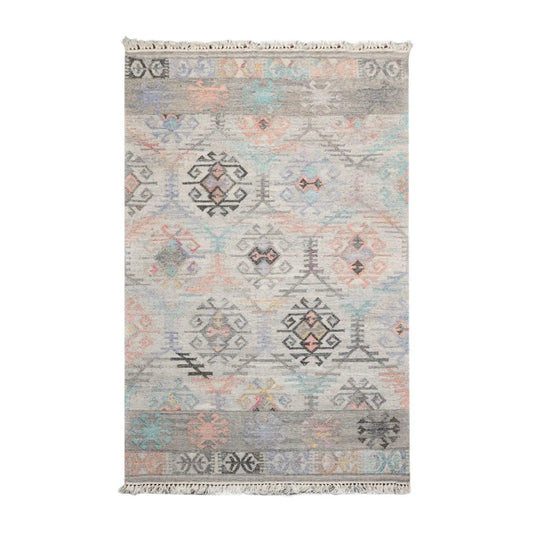 5' x 8' Indoor Outdoor Hand Woven 100% Recycled PET Yarn Modern Kilim Area Rug Beige-0