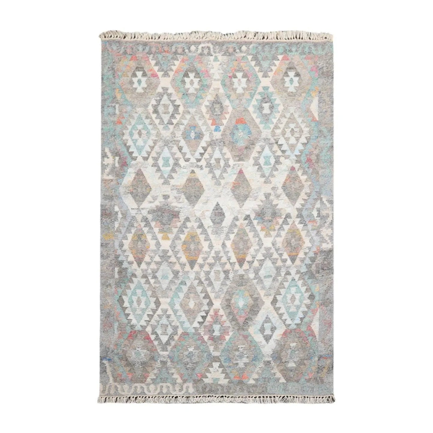 5' x 8'  Indoor Outdoor Hand Woven 100% Recycled PET Yarn Modern Kilim Area Rug Beige-0