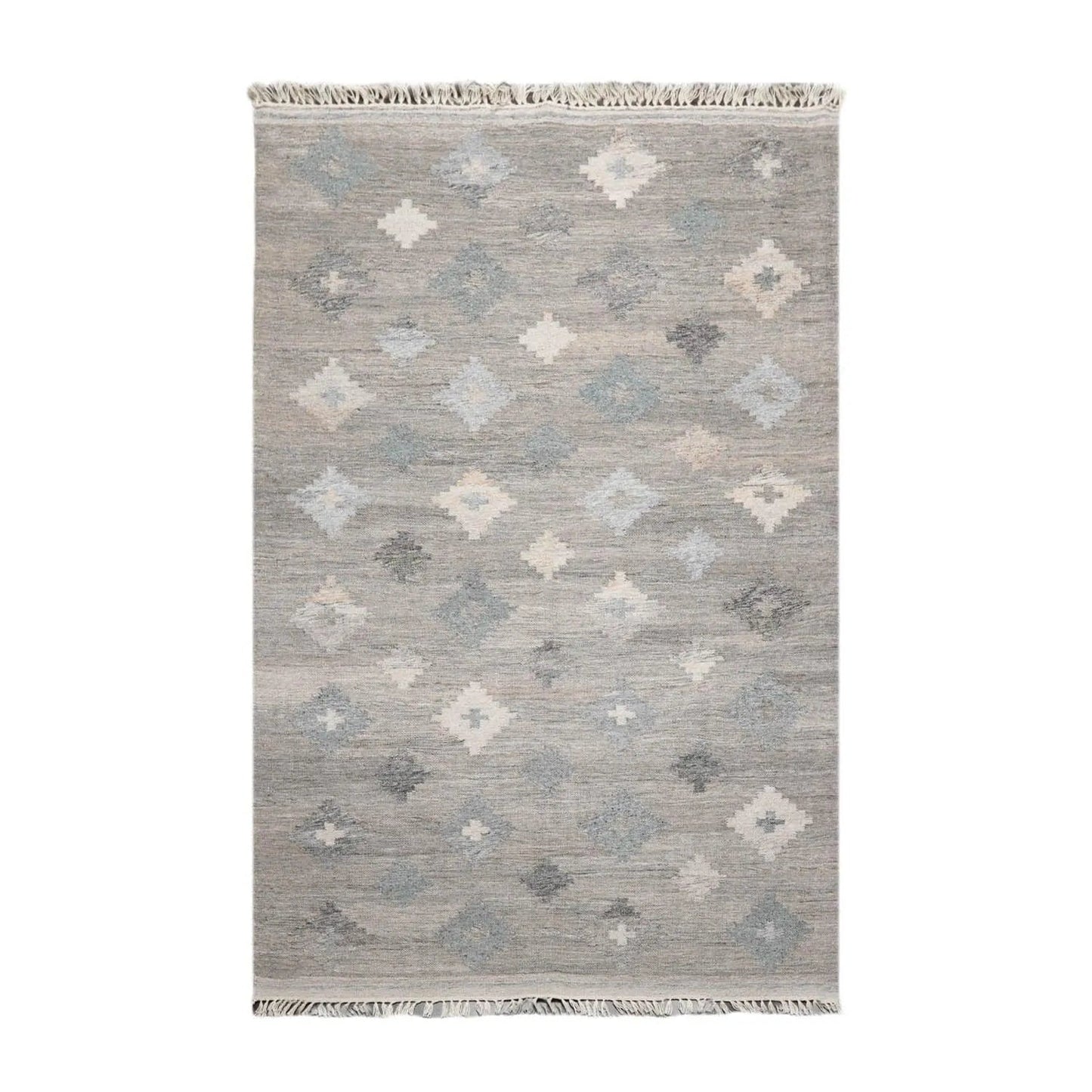 5' x 8'  Indoor OutdoorHand Woven 100% Recycled PET Yarn Modern Kilim Area Rug Gray-0