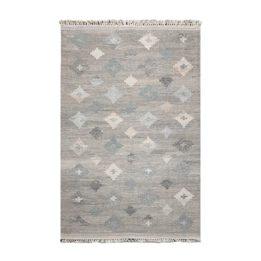 5' x 8'  Indoor OutdoorHand Woven 100% Recycled PET Yarn Modern Kilim Area Rug Gray-0