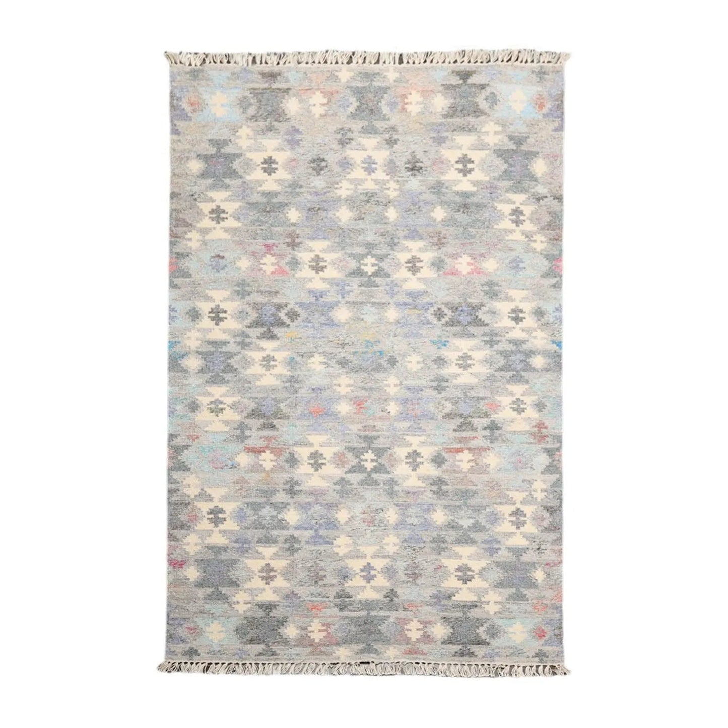 5' x 8'  Indoor OutdoorHand Woven 100% Recycled PET Yarn Modern Kilim Area Rug Gray-0