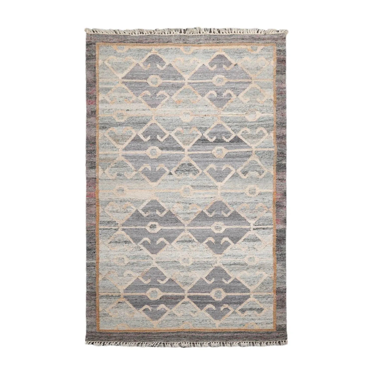 5' x 8'  Indoor Outdoor Hand Woven 100% Recycled PET Yarn Modern Kilim Area Rug Gray-0