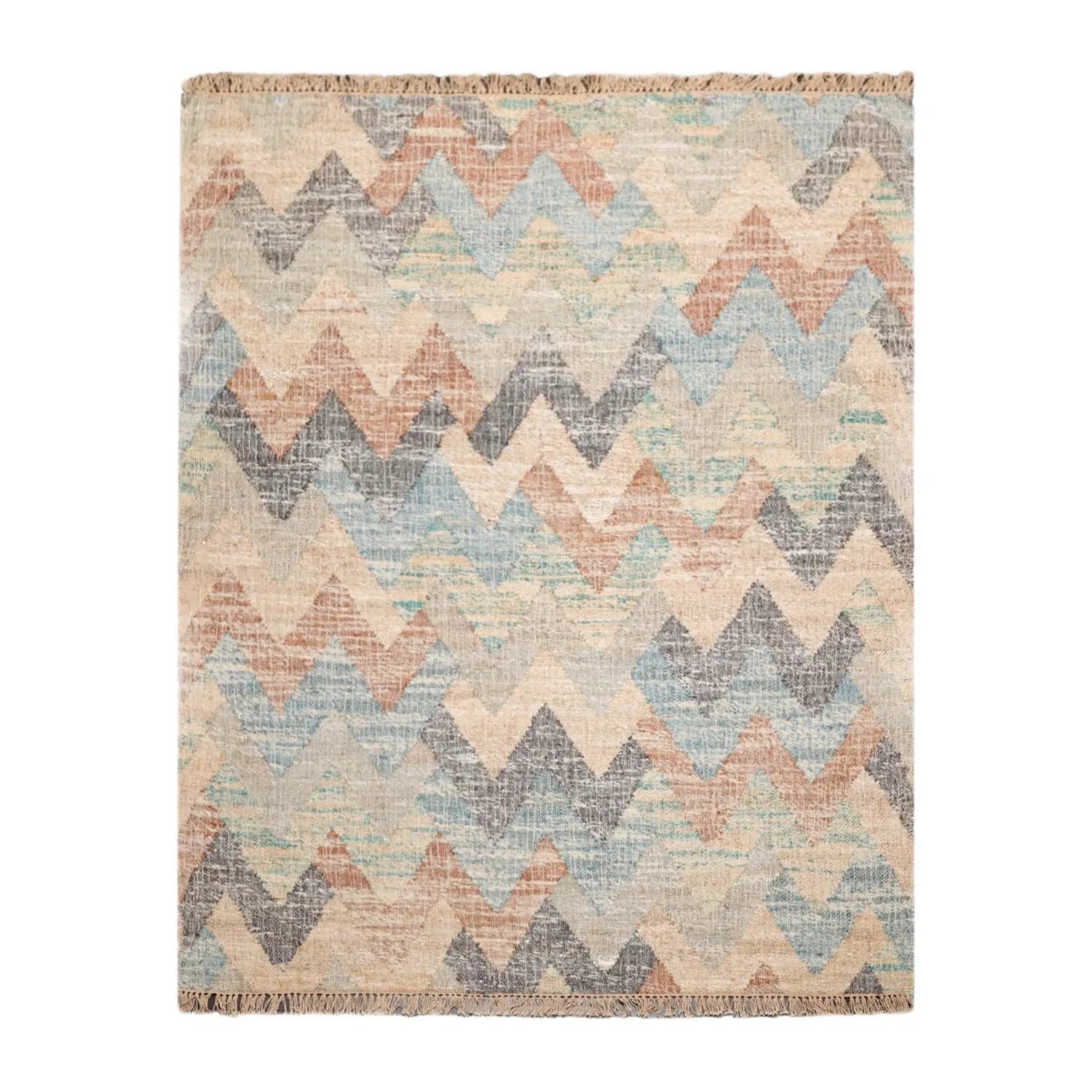 5’7” x 7’6” Hand Woven Natural Fiber Jute Southwestern Flatweave Kilim Area Rug-0