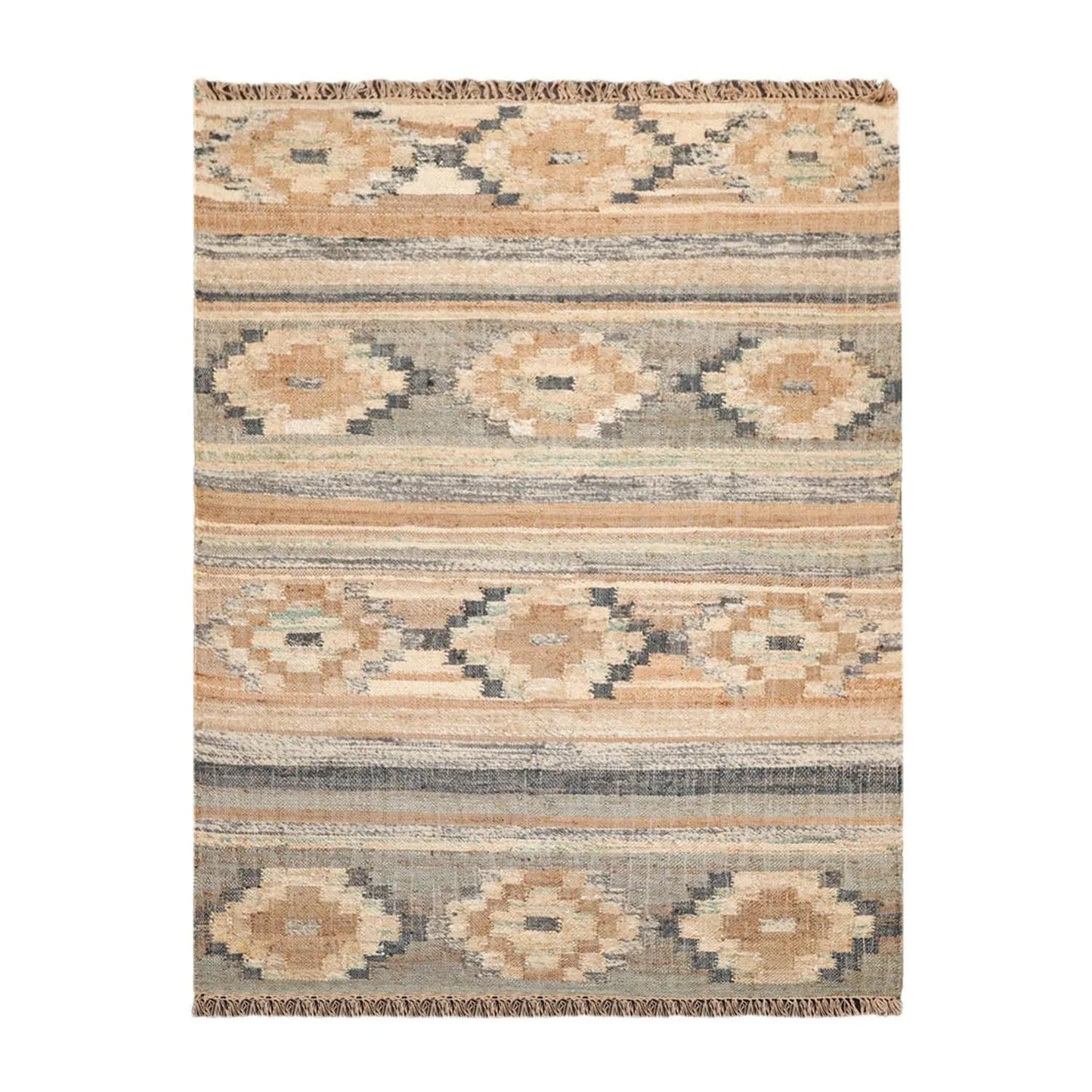 5’5”x7’3”Hand Woven Natural Fiber Jute Southwestern Flatweave Kilim Area Rug-0