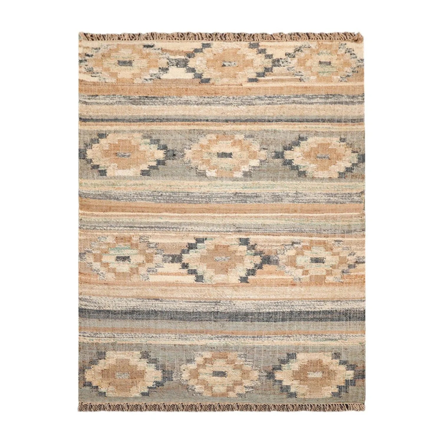 5’5”x7’3”Hand Woven Natural Fiber Jute Southwestern Flatweave Kilim Area Rug-0