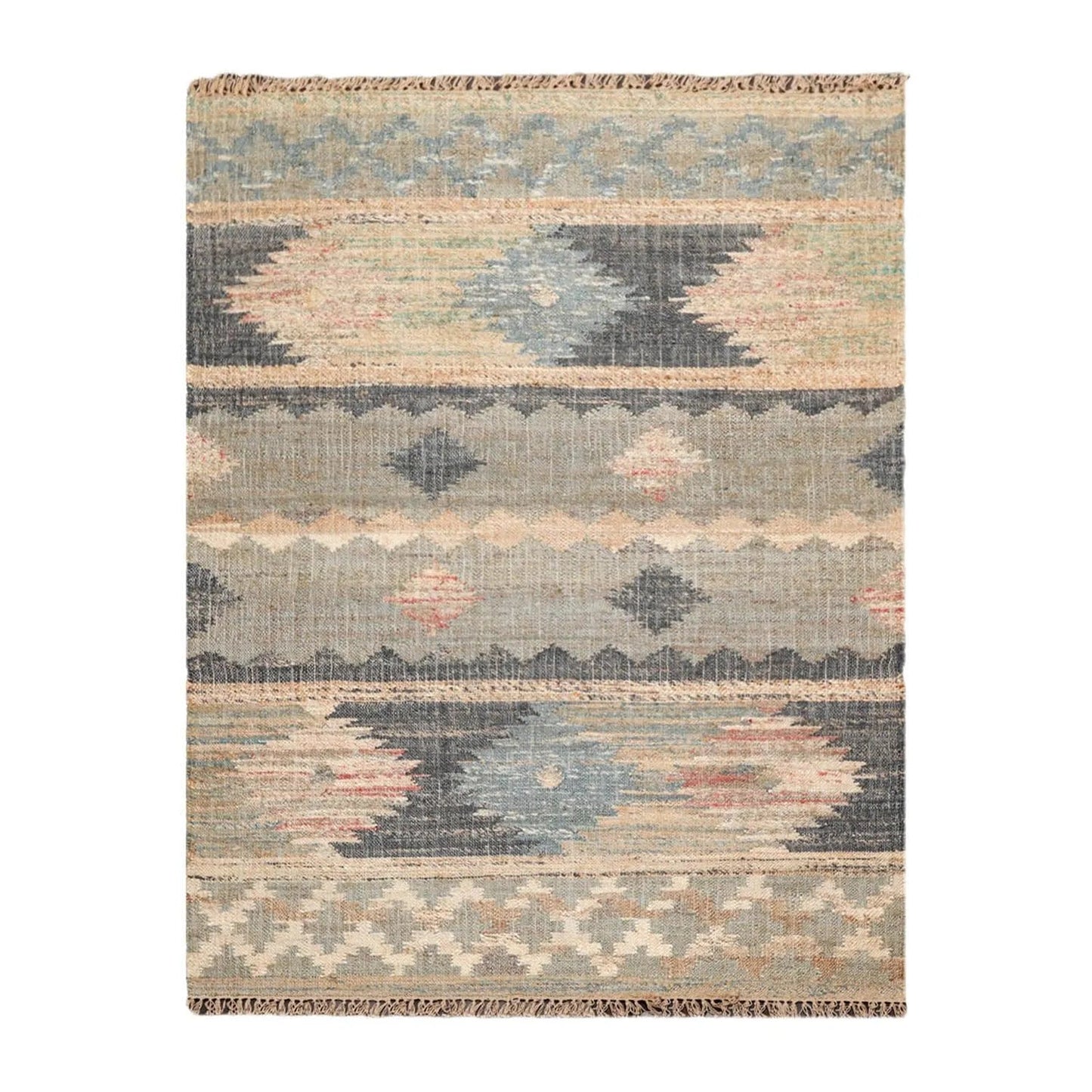 5'6''x7'3'' Hand Woven Natural Fiber Jute Southwestern Flatweave Kilim Area Rug-0