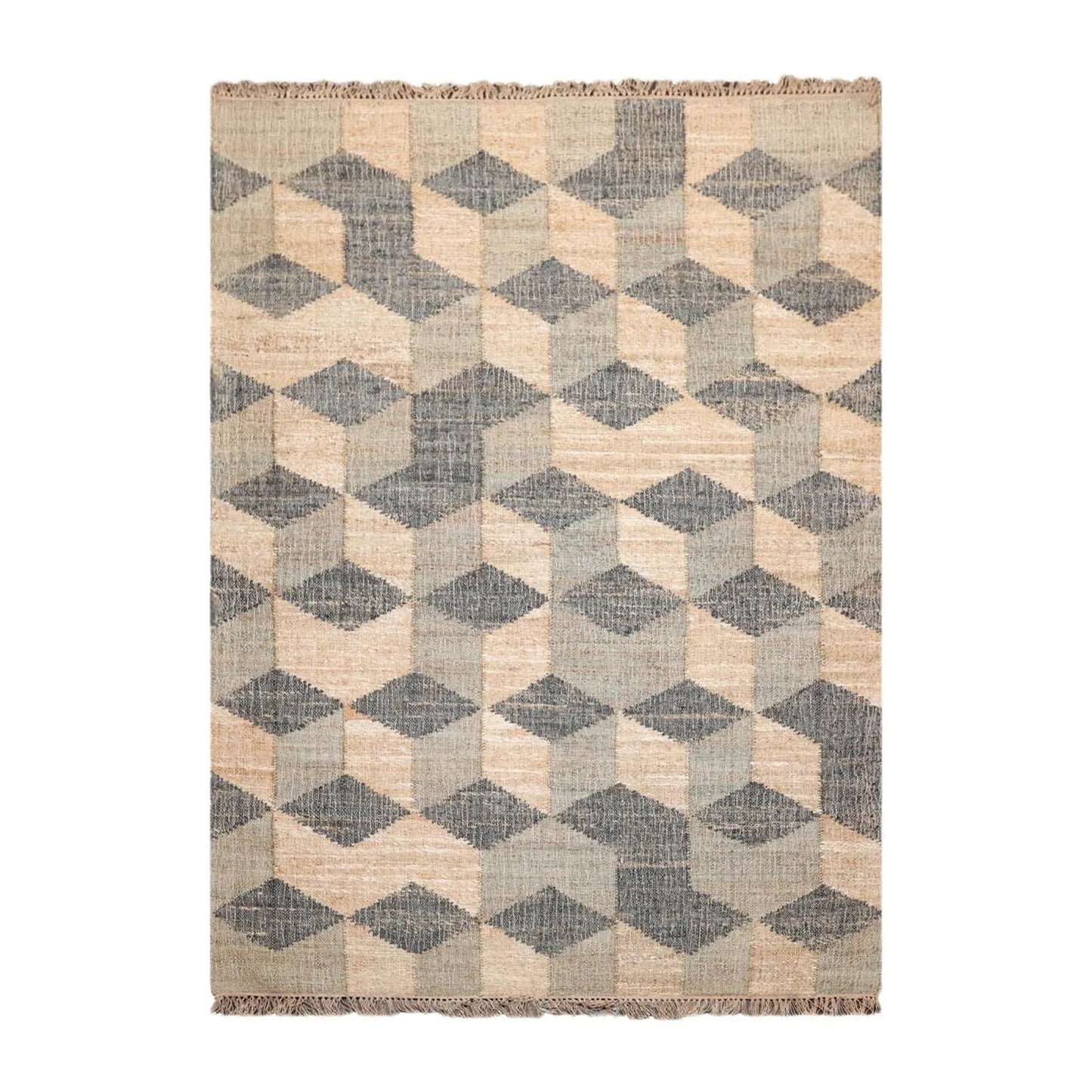 5’6”x7’9”Hand Woven Natural Fiber Jute Modern Graphic Flatweave Kilim Area Rug-0