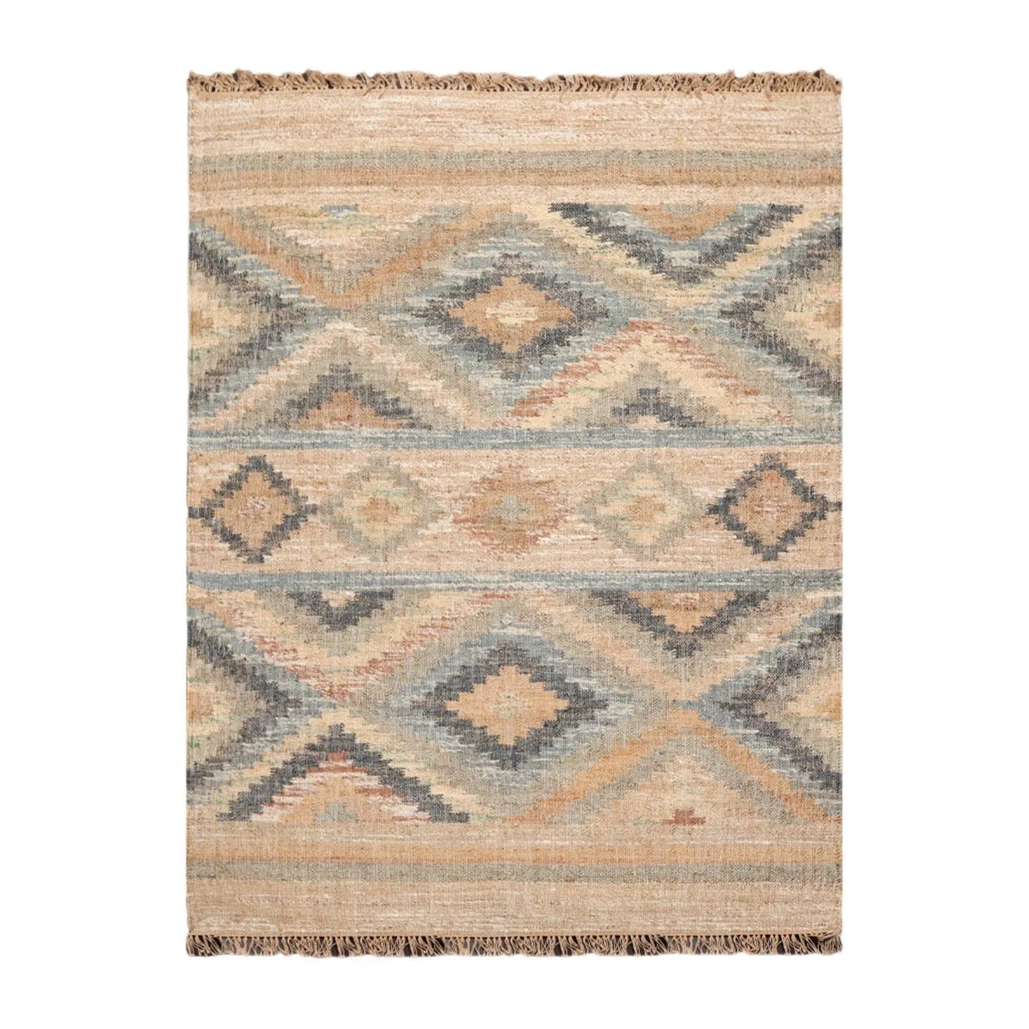 5’4” x 7’3 Hand Woven Natural Fiber Jute Southwestern Flatweave Kilim Area Rug-0