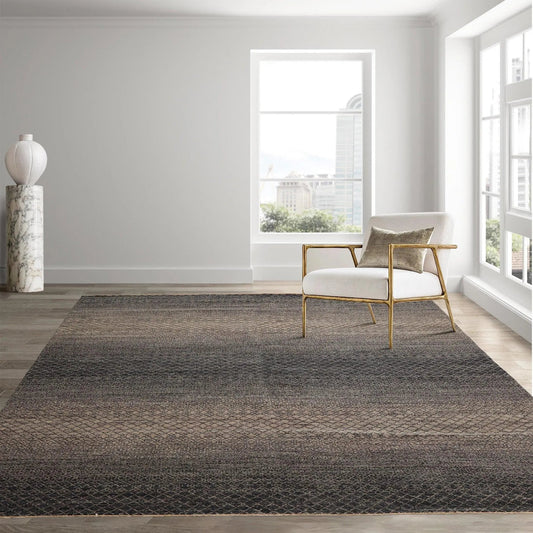 8' x 10' Hand Knotted 100% Wool Modern Oriental Area Rug Gray, Beige-0