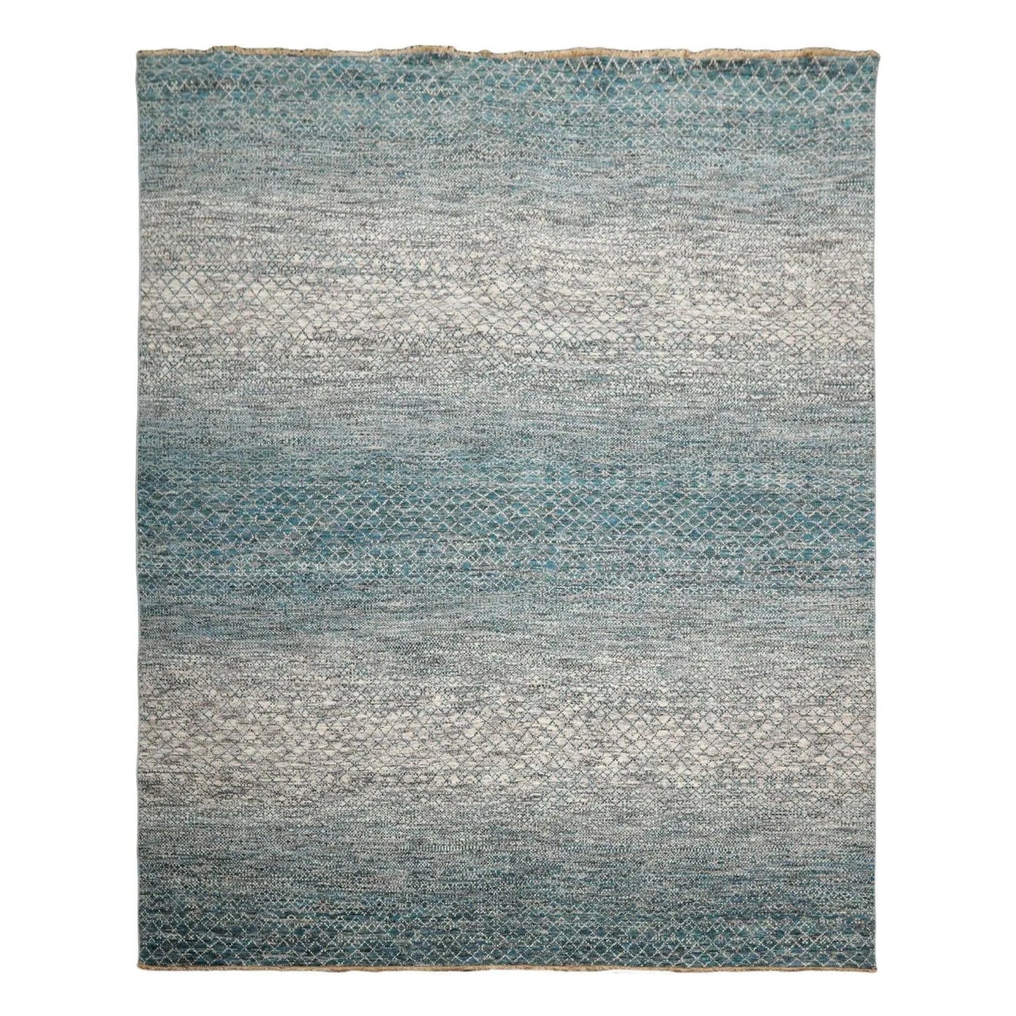 8x10 Hand Knotted 100% Wool Modern & Contemporary Oriental Area Rug Cream, Aqua Color-1