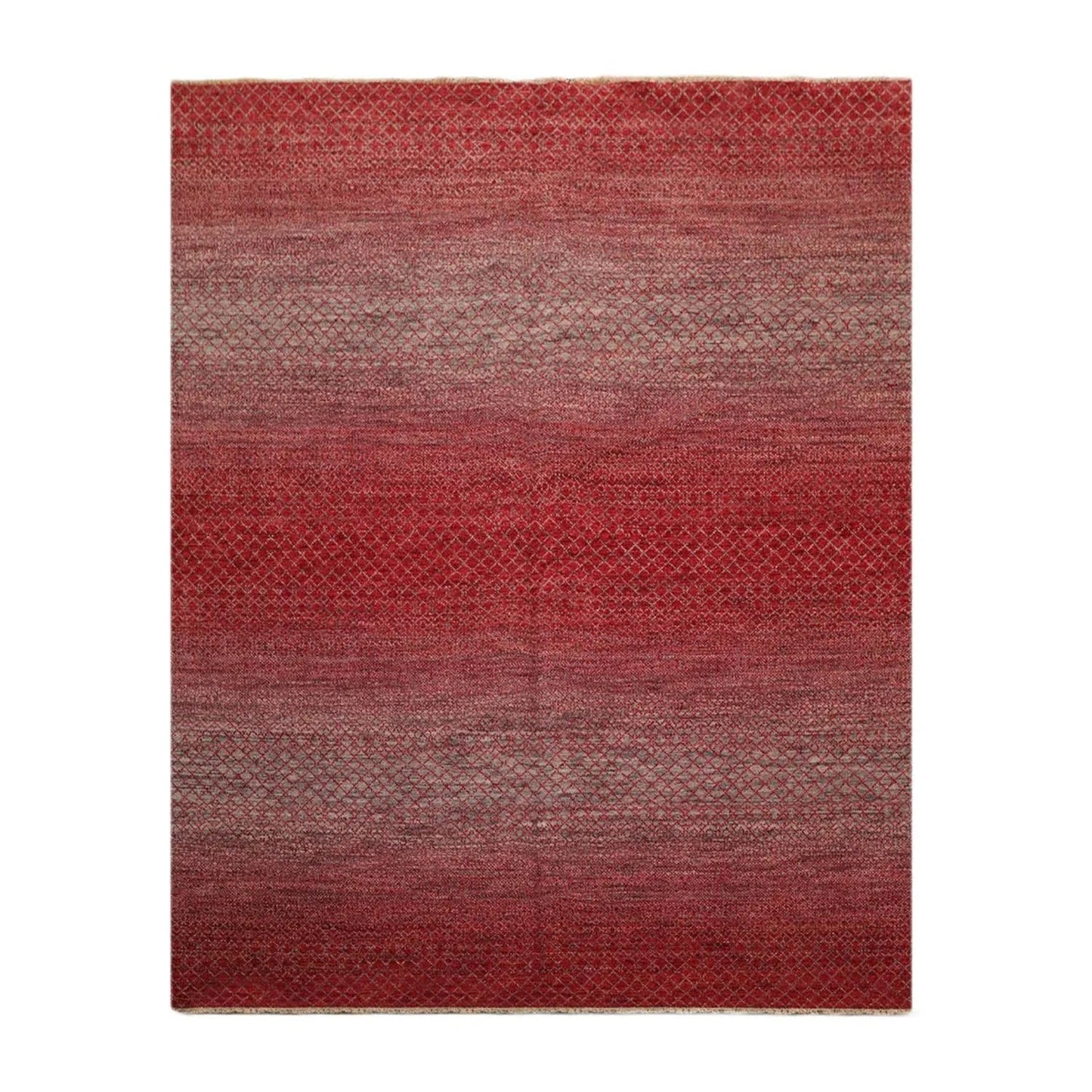 8' x 10' Hand Knotted 100% Wool Modern Oriental Area Rug Red, Gray, Beige-1