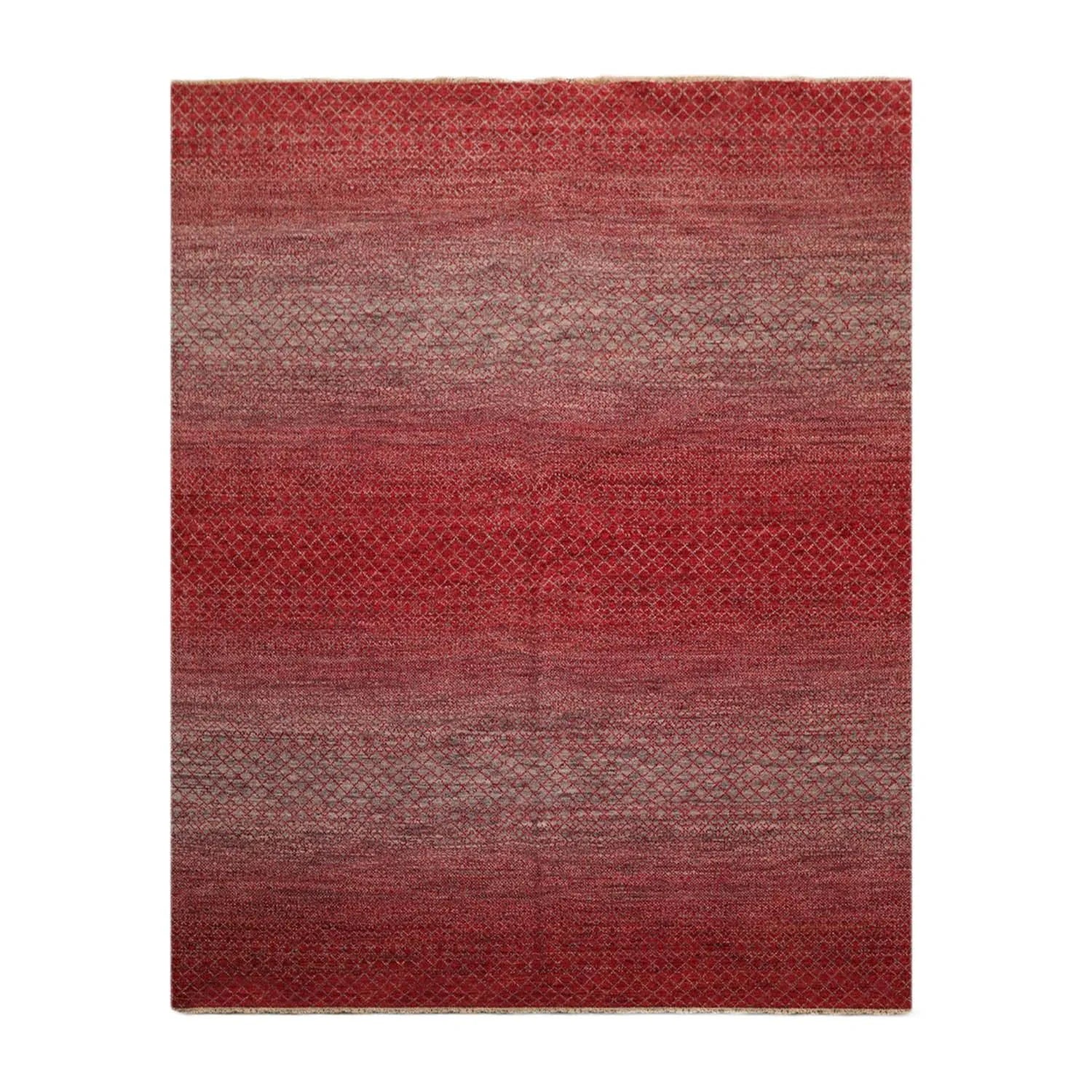 8' x 10' Hand Knotted 100% Wool Modern Oriental Area Rug Red, Gray, Beige-1