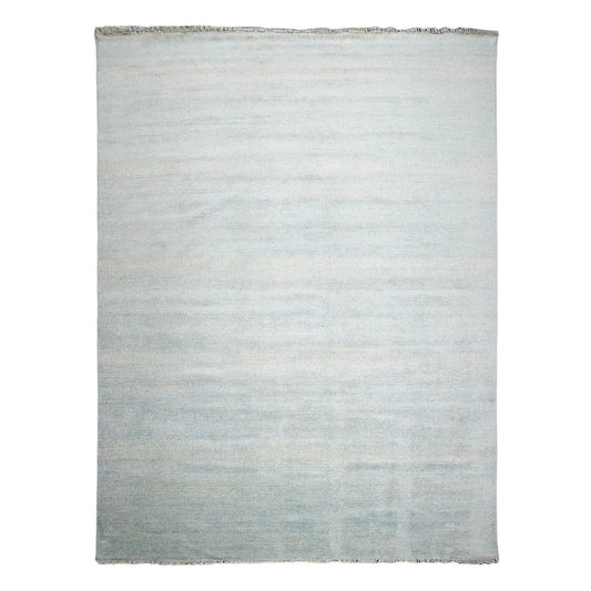Multi Sizes Blue Hand Knotted Wool and Silk Modern Oriental Area Rug-0
