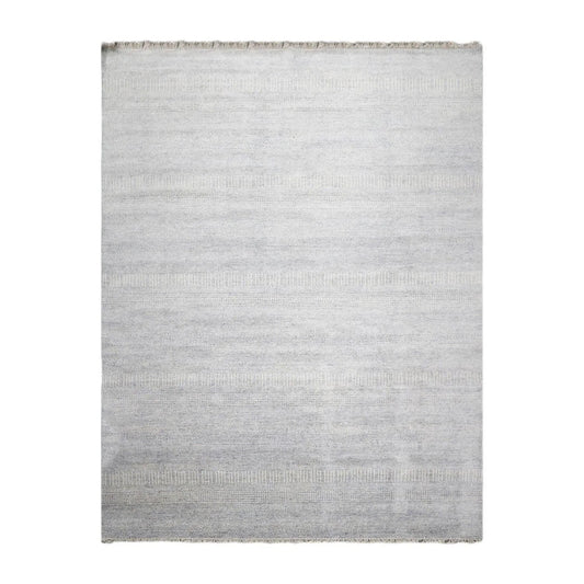 Multi Sizes Blue Hand Knotted Wool and Silk Modern Oriental Area Rug-0