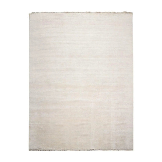Multi Sizes Beige Hand Knotted Wool and Silk Modern Oriental Area Rug-0