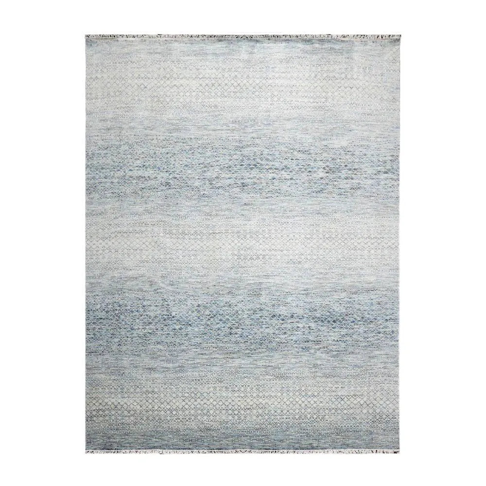 9’ x 12’ Hand Knotted 100% Wool Modern Oriental Area Rug Beige, Gray, Blue-0