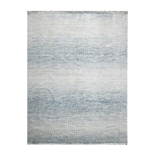 9’ x 12’ Hand Knotted 100% Wool Modern Oriental Area Rug Beige, Gray, Blue-0