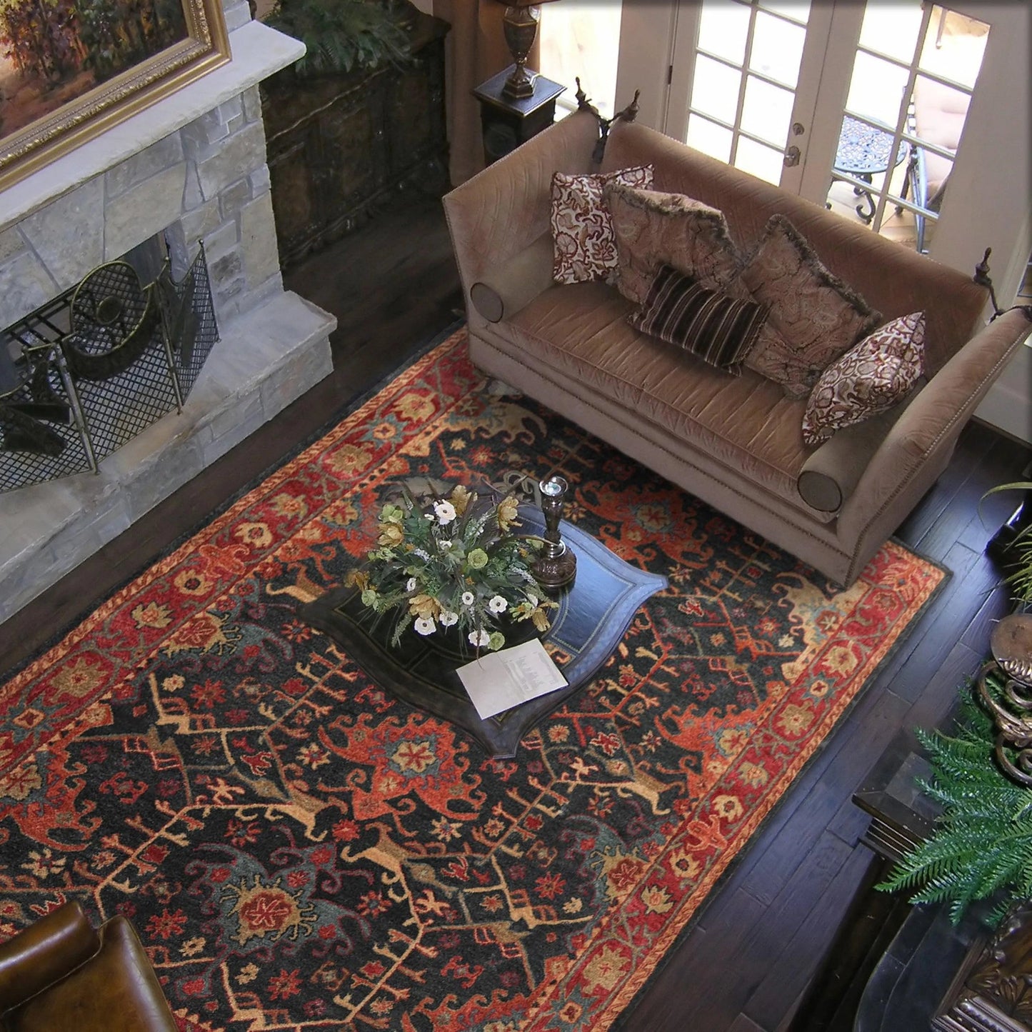 Handmade Multi Size 100% Wool Dark Blue Oriental Area Rug-2